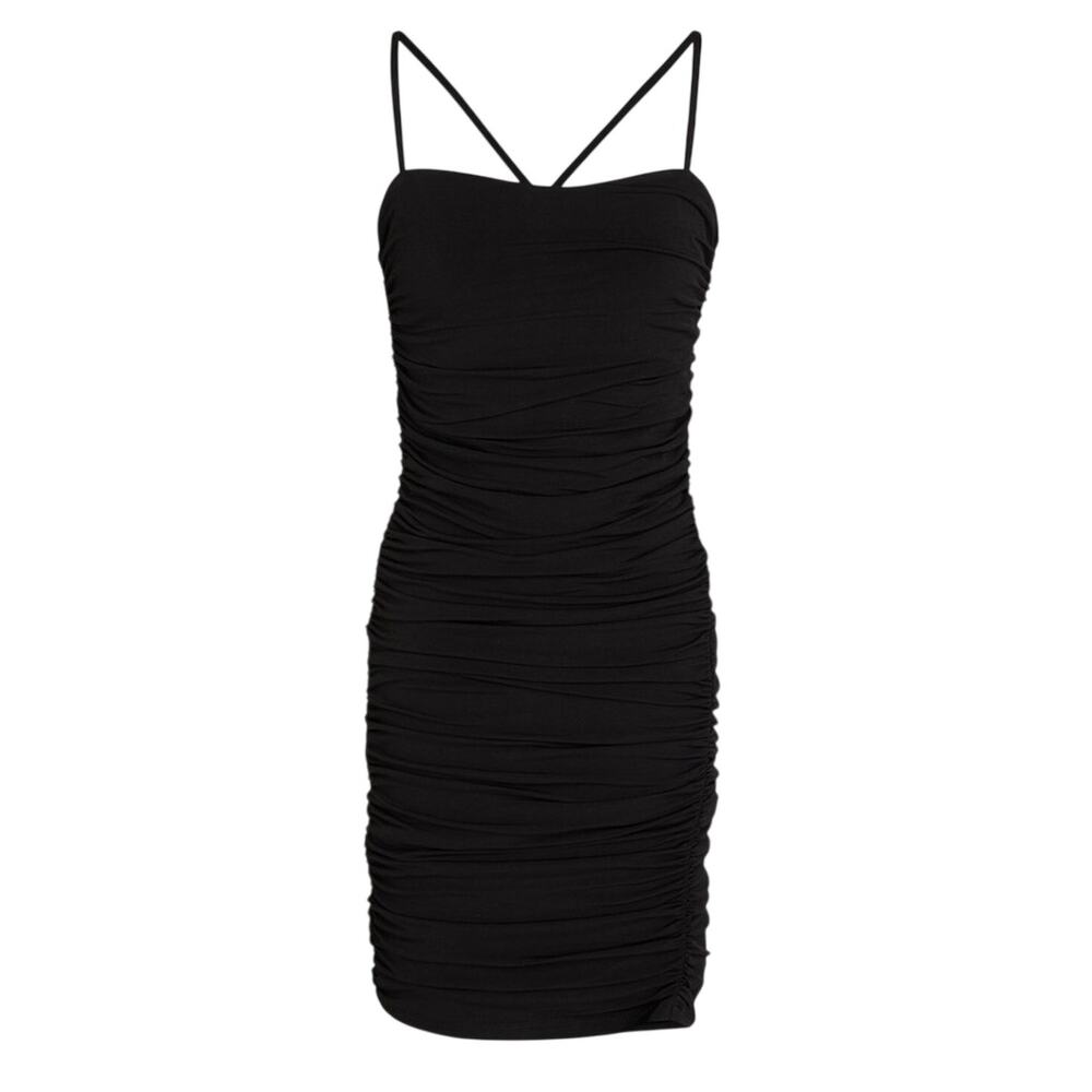 Herve Leger Chic Black Ruched Jersey Mini Dress Size XS NWT